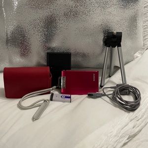 Red Sony cyber shot camera